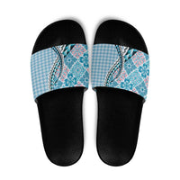 Aloha Vintage Palaka Floral Hawaiian Quilt Slide Sandals Uliuli Motif - Polynesian Pride