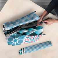 Aloha Vintage Palaka Floral Hawaiian Quilt Umbrella Uliuli Motif - Polynesian Pride