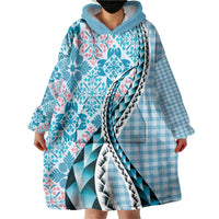 Aloha Vintage Palaka Floral Hawaiian Quilt Wearable Blanket Hoodie Uliuli Motif - Polynesian Pride