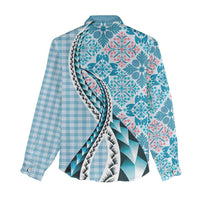 Aloha Vintage Palaka Floral Hawaiian Quilt Women Casual Shirt Uliuli Motif - Polynesian Pride