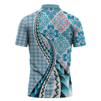 Aloha Vintage Palaka Floral Hawaiian Quilt Zipper Polo Shirt Uliuli Motif - Polynesian Pride