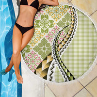 Aloha Vintage Palaka Floral Hawaiian Quilt Beach Blanket Omaomao Motif - Polynesian Pride