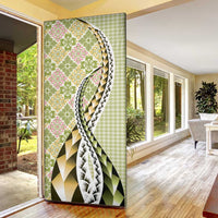 Aloha Vintage Palaka Floral Hawaiian Quilt Door Cover Omaomao Motif - Polynesian Pride