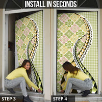 Aloha Vintage Palaka Floral Hawaiian Quilt Door Cover Omaomao Motif - Polynesian Pride