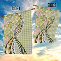 Aloha Vintage Palaka Floral Hawaiian Quilt Garden Flag Omaomao Motif - Polynesian Pride