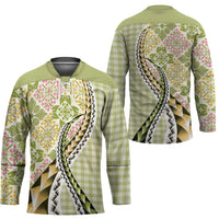 Aloha Vintage Palaka Floral Hawaiian Quilt Hockey Jersey Omaomao Motif - Polynesian Pride