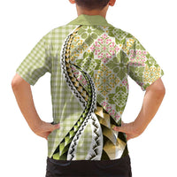Aloha Vintage Palaka Floral Hawaiian Quilt Kid Hawaiian Shirt Omaomao Motif - Polynesian Pride