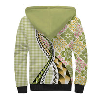 Aloha Vintage Palaka Floral Hawaiian Quilt Sherpa Hoodie Omaomao Motif LT9 - Polynesian Pride