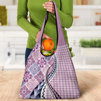 Aloha Vintage Palaka Floral Hawaiian Quilt Grocery Bag Akala Motif - Polynesian Pride