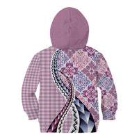 Aloha Vintage Palaka Floral Hawaiian Quilt Kid Hoodie Akala Motif - Polynesian Pride