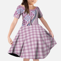Aloha Vintage Palaka Floral Hawaiian Quilt Kid Short Sleeve Dress Akala Motif - Polynesian Pride