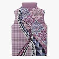 Aloha Vintage Palaka Floral Hawaiian Quilt Sleeveless Puffer Jacket Akala Motif - Polynesian Pride