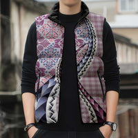 Aloha Vintage Palaka Floral Hawaiian Quilt Sleeveless Puffer Jacket Akala Motif - Polynesian Pride