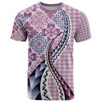 Aloha Vintage Palaka Floral Hawaiian Quilt T Shirt Akala Motif - Polynesian Pride