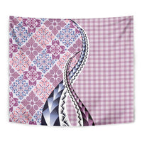 Aloha Vintage Palaka Floral Hawaiian Quilt Tapestry Akala Motif - Polynesian Pride