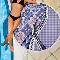 Aloha Vintage Palaka Floral Hawaiian Quilt Beach Blanket Poni Motif - Polynesian Pride