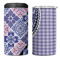 Aloha Vintage Palaka Floral Hawaiian Quilt 4 in 1 Can Cooler Tumbler Poni Motif - Polynesian Pride