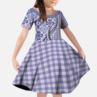 Aloha Vintage Palaka Floral Hawaiian Quilt Family Matching Long Sleeve Bodycon Dress and Hawaiian Shirt Poni Motif LT9 Daughter's Dress Purple - Polynesian Pride