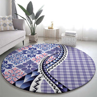 Aloha Vintage Palaka Floral Hawaiian Quilt Round Carpet Poni Motif - Polynesian Pride