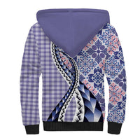 Aloha Vintage Palaka Floral Hawaiian Quilt Sherpa Hoodie Poni Motif - Polynesian Pride