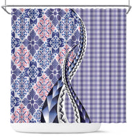 Aloha Vintage Palaka Floral Hawaiian Quilt Shower Curtain Poni Motif - Polynesian Pride