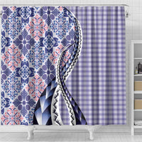 Aloha Vintage Palaka Floral Hawaiian Quilt Shower Curtain Poni Motif - Polynesian Pride