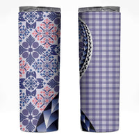 Aloha Vintage Palaka Floral Hawaiian Quilt Skinny Tumbler Poni Motif - Polynesian Pride