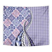 Aloha Vintage Palaka Floral Hawaiian Quilt Tapestry Poni Motif - Polynesian Pride