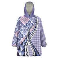 Aloha Vintage Palaka Floral Hawaiian Quilt Wearable Blanket Hoodie Poni Motif LT9 One Size Purple - Polynesian Pride