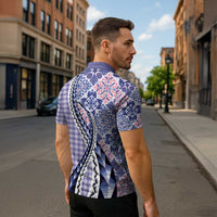 Aloha Vintage Palaka Floral Hawaiian Quilt Zipper Polo Shirt Poni Motif - Polynesian Pride