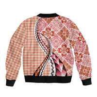 Aloha Vintage Palaka Floral Hawaiian Quilt Bomber Jacket Ulaula Motif - Polynesian Pride