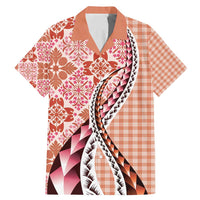Aloha Vintage Palaka Floral Hawaiian Quilt Family Matching Mermaid Dress and Hawaiian Shirt Ulaula Motif LT9 Dad's Shirt - Short Sleeve Red - Polynesian Pride