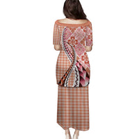 Aloha Vintage Palaka Floral Hawaiian Quilt Family Matching Puletasi and Hawaiian Shirt Ulaula Motif - Polynesian Pride