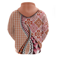 Aloha Vintage Palaka Floral Hawaiian Quilt Hoodie Ulaula Motif - Polynesian Pride