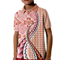 Aloha Vintage Palaka Floral Hawaiian Quilt Kid Polo Shirt Ulaula Motif - Polynesian Pride