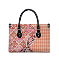 Aloha Vintage Palaka Floral Hawaiian Quilt Leather Bag Ulaula Motif - Polynesian Pride