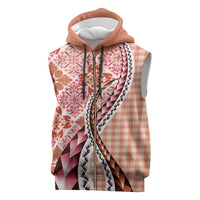 Aloha Vintage Palaka Floral Hawaiian Quilt Sleeveless Zip Hoodie Ulaula Motif LT9