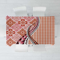 Aloha Vintage Palaka Floral Hawaiian Quilt Tablecloth Ulaula Motif - Polynesian Pride