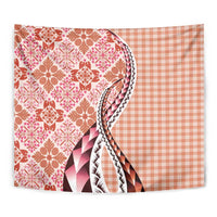 Aloha Vintage Palaka Floral Hawaiian Quilt Tapestry Ulaula Motif - Polynesian Pride