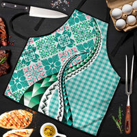 Aloha Vintage Palaka Floral Hawaiian Quilt Apron Polu Motif - Polynesian Pride
