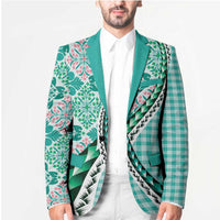 Aloha Vintage Palaka Floral Hawaiian Quilt Blazer Polu Motif - Polynesian Pride