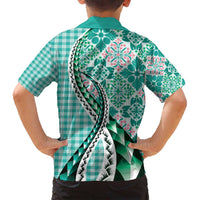 Aloha Vintage Palaka Floral Hawaiian Quilt Family Matching Long Sleeve Bodycon Dress and Hawaiian Shirt Polu Motif LT9 - Polynesian Pride