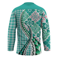 Aloha Vintage Palaka Floral Hawaiian Quilt Hockey Jersey Polu Motif - Polynesian Pride