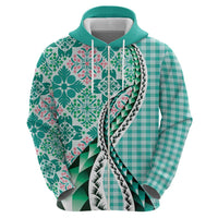 Aloha Vintage Palaka Floral Hawaiian Quilt Hoodie Polu Motif - Polynesian Pride