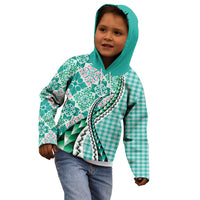 Aloha Vintage Palaka Floral Hawaiian Quilt Kid Hoodie Polu Motif - Polynesian Pride