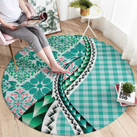 Aloha Vintage Palaka Floral Hawaiian Quilt Round Carpet Polu Motif - Polynesian Pride
