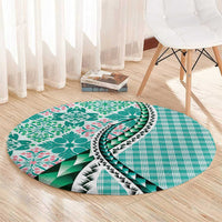 Aloha Vintage Palaka Floral Hawaiian Quilt Round Carpet Polu Motif - Polynesian Pride