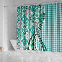 Aloha Vintage Palaka Floral Hawaiian Quilt Shower Curtain Polu Motif - Polynesian Pride