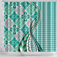 Aloha Vintage Palaka Floral Hawaiian Quilt Shower Curtain Polu Motif - Polynesian Pride