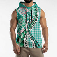 Aloha Vintage Palaka Floral Hawaiian Quilt Sleeveless Hoodie Polu Motif - Polynesian Pride